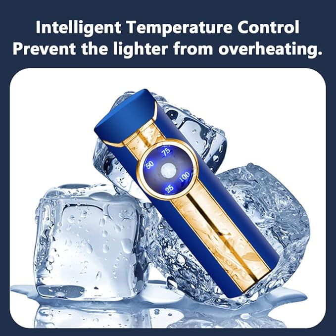 SKRFIRE Plasma Lighter Rechargeable USB Electric Lighter Triple Arc Lighter Windproof Flameless Cool Lighter Cylindrical Candles Lighter with Beautiful Gift Box for Holiday, Men and Women (Blue)