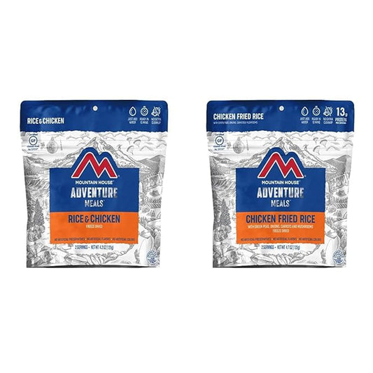 Mountain House Rice & Chicken + Chicken Fried Rice | Freeze Dried Backpacking & Camping Food Bundles | 2 Servings Each