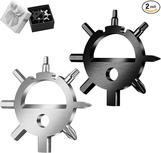 Stocking Stuffers Snowflake Multitool, 10-In-1 Keychain Multi Tool Kit with Screwdrivers Wrenches for Cycling, Camping, Gifts for Women Men, 2 Pack