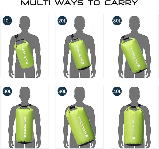 Haimont Waterproof Dry Bag Floating Dry Sack Roll Top Drybag Backpack for Kayaking, Rafting, Boating, SUP, Fishing with IPX8 Waterproof Phone Case, Love Bird Green, 40L