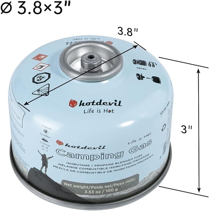 Isobutane Fuel Canister 100 Gram Camping Stove Fuel Butane Propane Blend Camping Fuel Gas Canister Backpacking Fuel Light-weight Compact Camping Fuel Mini Propane Tanks Camp Stove Fuel 3.53oz