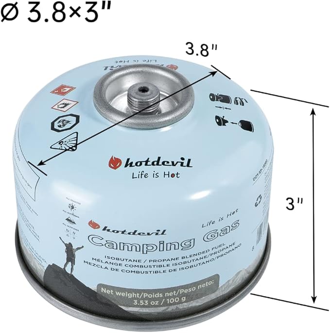 Isobutane Fuel Canister 100 Gram Camping Stove Fuel Butane Propane Blend Camping Fuel Gas Canister Backpacking Fuel Light-weight Compact Camping Fuel Mini Propane Tanks Camp Stove Fuel 3.53oz