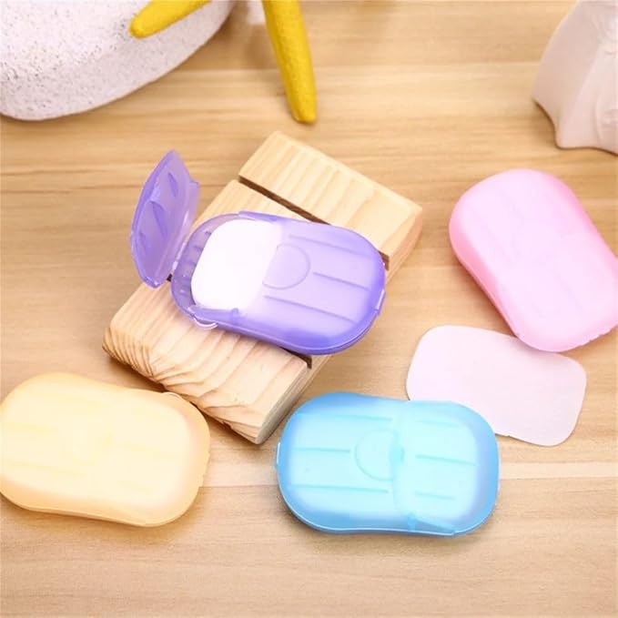 4Pcs Sheets White Soap Paper Sheets, Mini Portable Disposable Travel Soap Sheets Hand Washing Cleaning Soap Slices Strips for Outdoor On-The-go Camping Hiking Personal Care