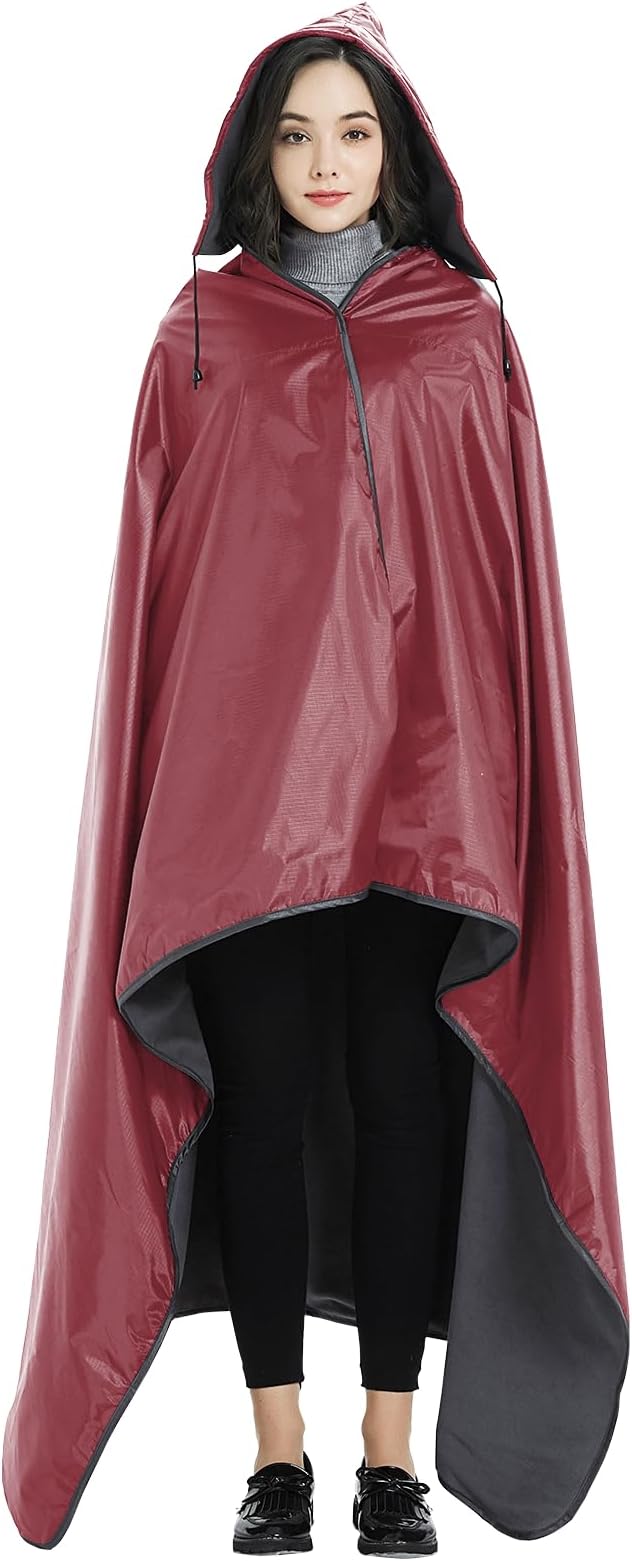 DOBYE Hooded Stadium Blanket, Large Waterproof Outdoor Fleece Blanket, Windproof Wearable Portable Warm Mat for Camping