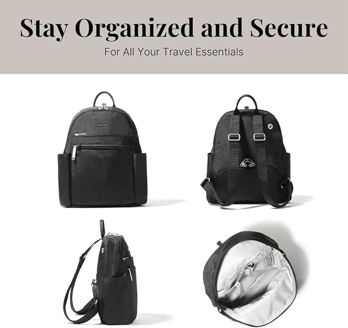 Securtex® Anti-theft Vacation Travel Backpack 10x13" Slash-Resistant Nylon Daypack w/RFID, Black Cheetah