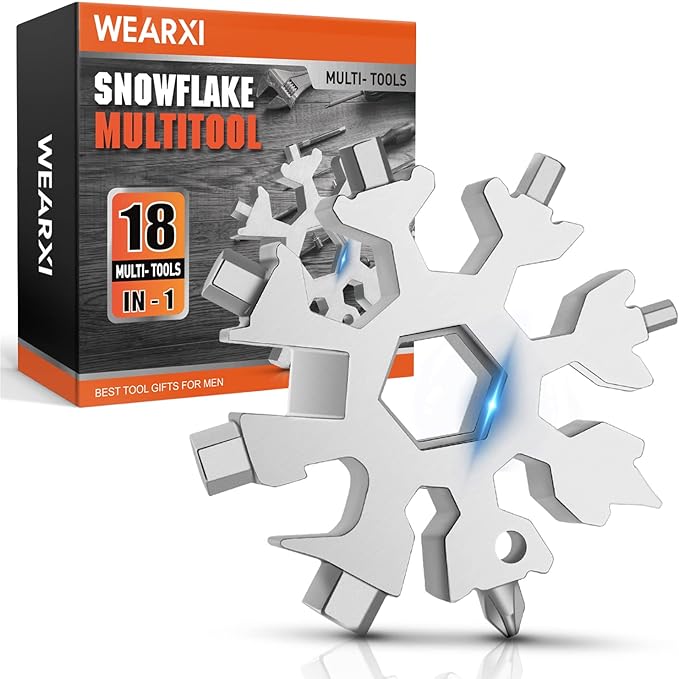 Gifts for Men, Stocking Stuffers for Men, 18 in 1 Snowflake Multitool, Christmas Gifts for Men, Gfits for Dad, Dad Gifts for Men Who Want Nothing, Cool Gadgets for Mens Gifts, Camping Essentials