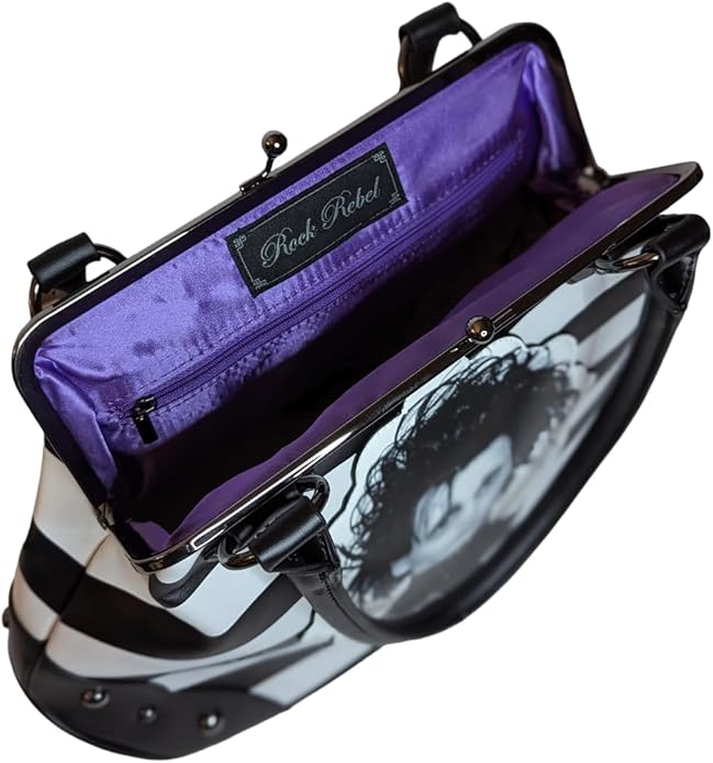 Edward Scissorhands Black & White Stripe Kisslock Bowler Bag