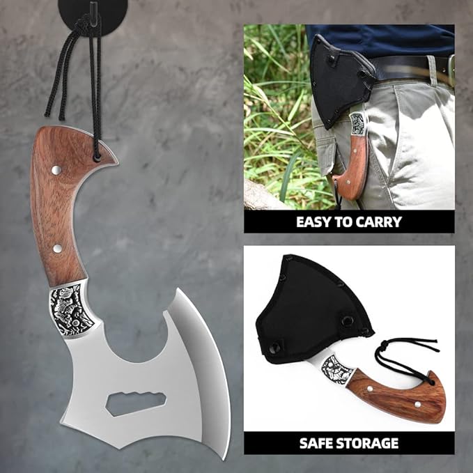 Camping Hatchet Camping Axe Forged High Carbon Steel for Meat Cleaver Axe Outdoor Splitting Wood Great for Axe Throwing, Camping, Survival, Outdoors and Chopping (719)