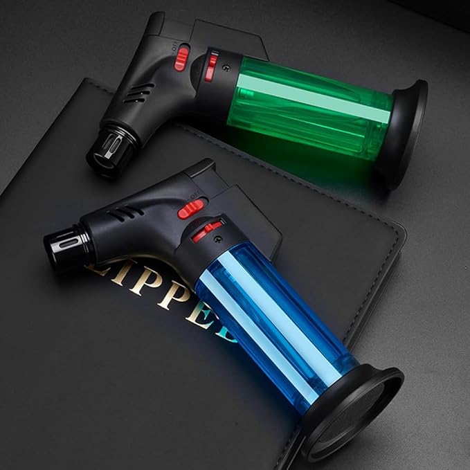 Butane Torch Lighter Set,Candle Lighter Refillable, Jet Flame,Windproof,Adjustable Flame, Safety Lock, Ideal for Culinary, Crafts, Camping,Cooking, 4 Colors Pack,(Butane Not Included)