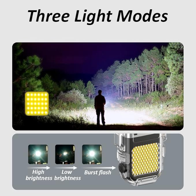 Dual Arc Lighter with LED Flashlight 2 in 1 Plasma Lighter USB Rechargeable Lighter Flameless Waterproof Windproof Mini Electric Lighter for Cigar Cigarette Camping Outdoor Activities (Red)
