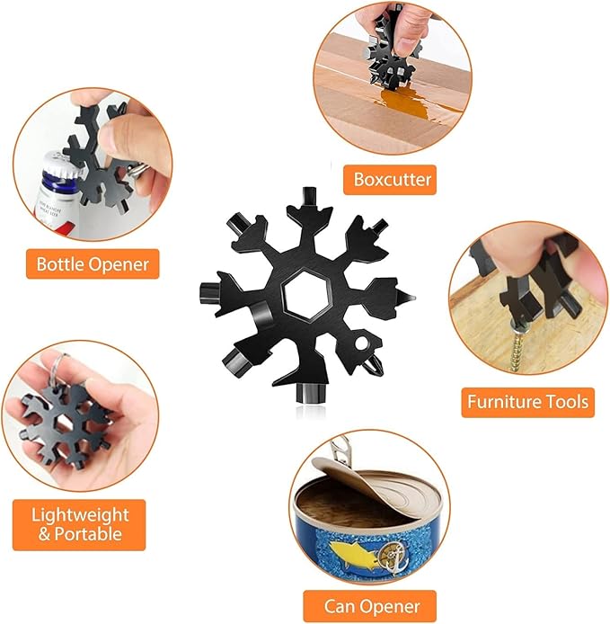 Gifts for Men, Stocking Stuffers for Men Gifts, 18-in-1 Snowflake Multitool, Christmas Gifts for Men, Pocket Tools for Husband Tools for Men, Husband, Grandpa, Unique Dad Gifts from Daughter