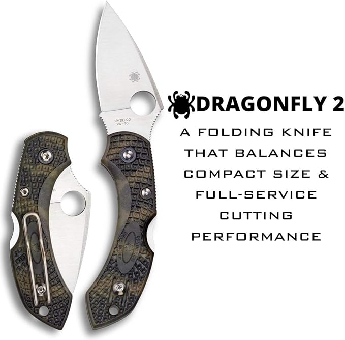 Spyderco Dragonfly 2 Lightweight Signature Knife with 2.3" VG-10 Steel Blade and High-Strength Zome Green FRN Handle - PlainEdge - C28ZFPGR2
