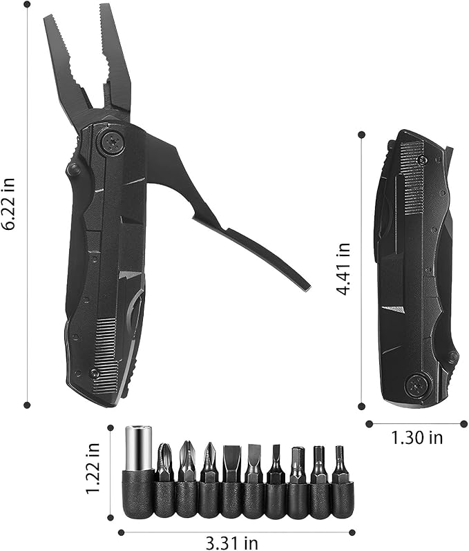 Gifts for Dad From Daughter Son, Keyray 9 In 1 Multitool Pocket Knife for Men, Fathers Day, Christmas, Birthday Anniversary Unique Gifts, Multi Tool Knives Suitable for Home Repairs, Outdoor Camping