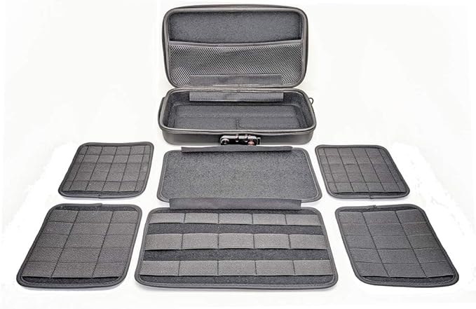 Vault Case Secure Matte LOCKING Knife Accessory Display Case, 6 Removable Panels, TSA Lock, Travel Small Folding Knife Case, Pocket Knife, Outdoor, EDC, Everyday Carry, Collectibles, Smooth Finish