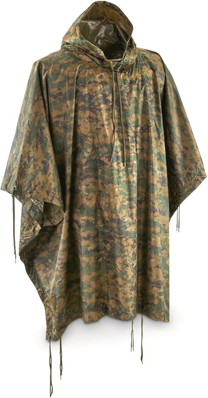 Mil-Tec Adult Ripstop Wet Weather Lightweight Waterproof Multi-Use Rain Poncho with Hood - Use as Bivouac Sack, Shelter Tent