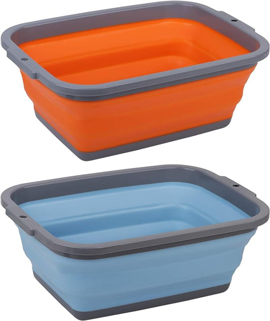 2 Pack Collapsible Sink with 2.25 Gal / 8.5L Each, Foldable Dish Tub for Washing Dishes, Camping, Hiking and Home, Portable Washing Basin