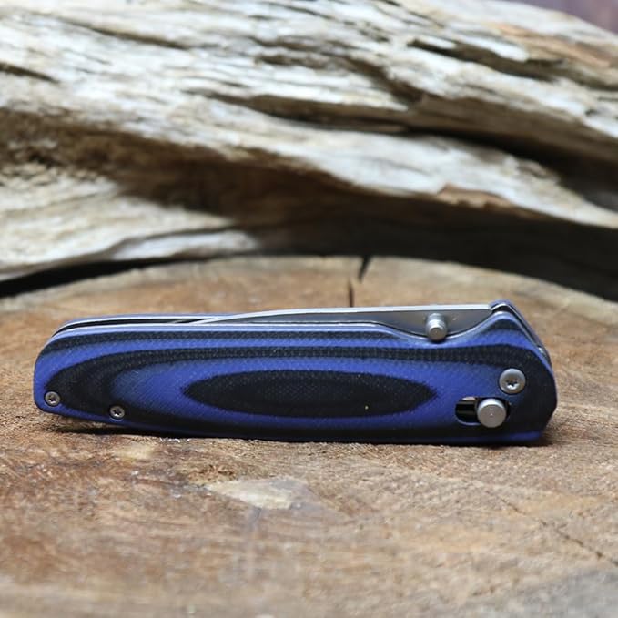 WHISKEY BENT HAT CO. Catch Pin Lock Folding Pocket Knife w/Clip Drop Point Blade Thumbstud Opening 440C Stainless Steel (Squall, 4.5" - Closed Length)