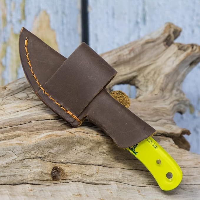 WHISKEY BENT HAT CO. Skinner 440 Steel Fixed Blade Knife w/Leather Sheath (Don't Tread)