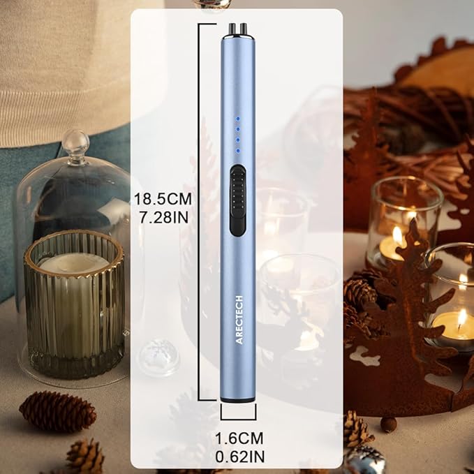 ARECTECH Electric Candle Lighter Rechargeable Lighter Arc Plasma Lighters for Candle Kitchen Camping Christmas Type-C Blue