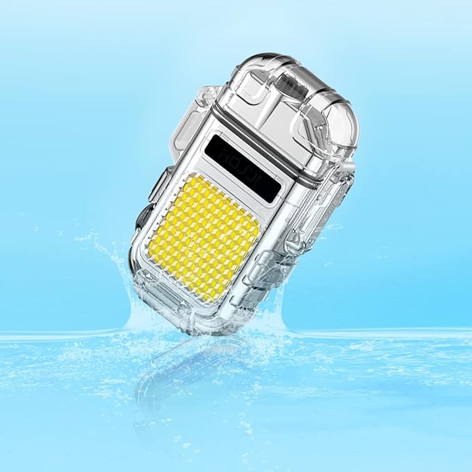 Outdoor Arc Electric Lighter USB Rechargeable Lighter LED Flashlight Double Arc Plasma Lighter Perfect for Camping Hiking Traveling (Silver)