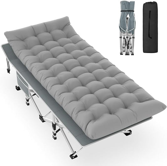 Slendor Camping Cot, Folding Camping Cots for Adults with Mattress, Portable Camping Bed, Sleeping Cot with Pillow & Carry Bag for Office Home Nap, Outdoor, Camping, Travel, Max Load 500lbs