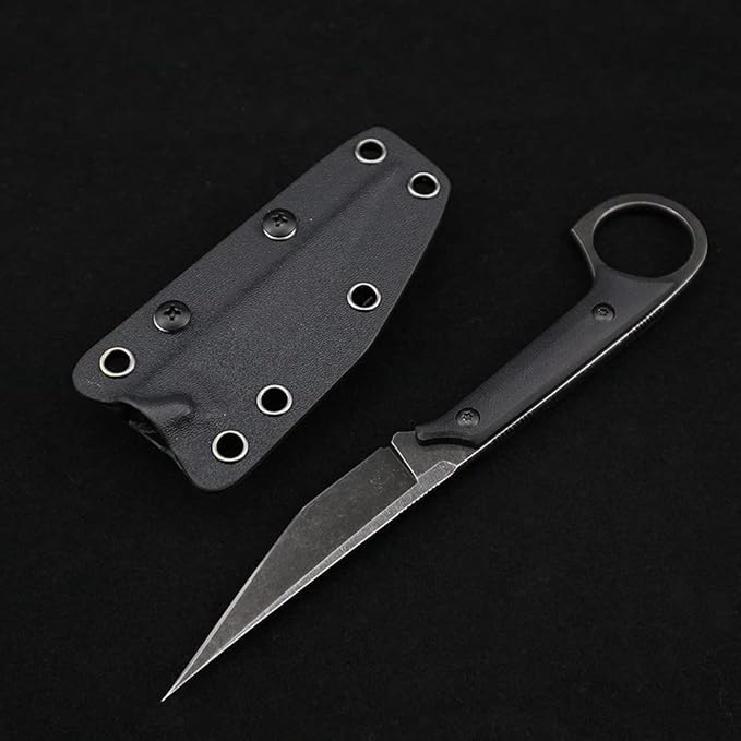 GTK140 Fixed Blade Knife, D2 Steel Blade G10 Handle EDC Tool Knife for Outdoor Camping Hiking Hunting(Black)