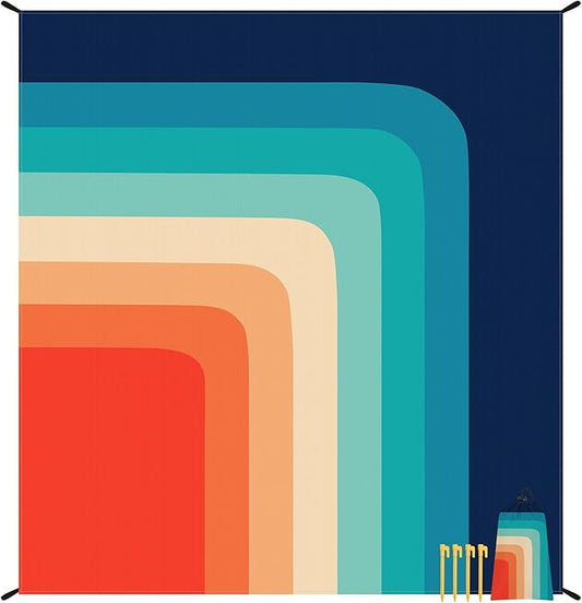 Beach Blanket Sandproof Waterproof, Sand Free Beach Mat Quick Drying Large 79" X 87" for 4-6 People, Polyester Lightweight Outdoor Picnic Mat Camping Blanket Beach Accessories