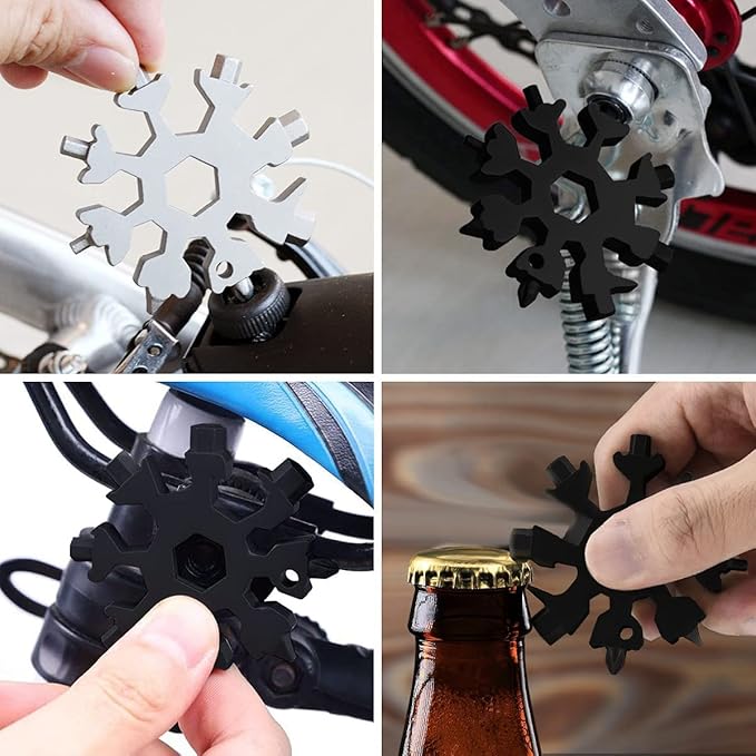 Gifts for Men, 2Pcs 18-in-1 Snowflake Multitool Stocking Stuffers for Men, Christmas Gifts for Men, Dad, Him, Husband, Boyfriend, Grandpa, White Elephant Gifts for Adults, Tools Cool Gadgets for Men