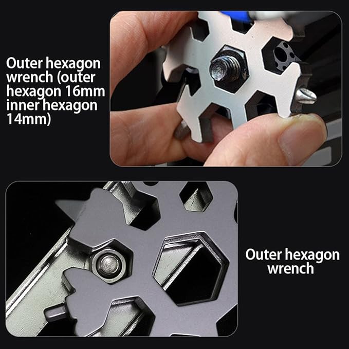 Snowflake Multi Wrench Tool,18-in-1 Keychain Multitool Pocket Tool Is Easy To Carry for Outdoor Camping And Christmas Snowflake (Silver)