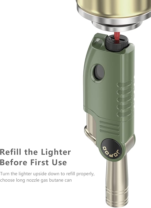 Jet Flame Lighter Gas Butane Refillable, BBQ Outdoor Camping Long Torch Lighter, Candle Lighter Windproof (Sold without Gas)