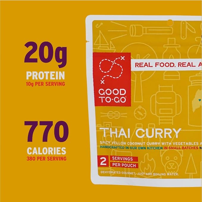 GOOD TO-GO Thai Curry | Camping Food, Backpacking Food | Just Add Water Meals, Backpacking Meals | Dehydrated Meals Taste Better Than Freeze Dried Meals