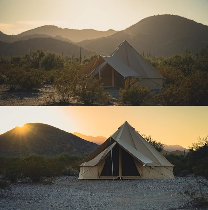 WHITEDUCK 10 Person 3 Season Tent Awning - Brown Cotton Canvas - Rectangular - Free Standing - Water Resistant - Perfect for Camping & Hiking