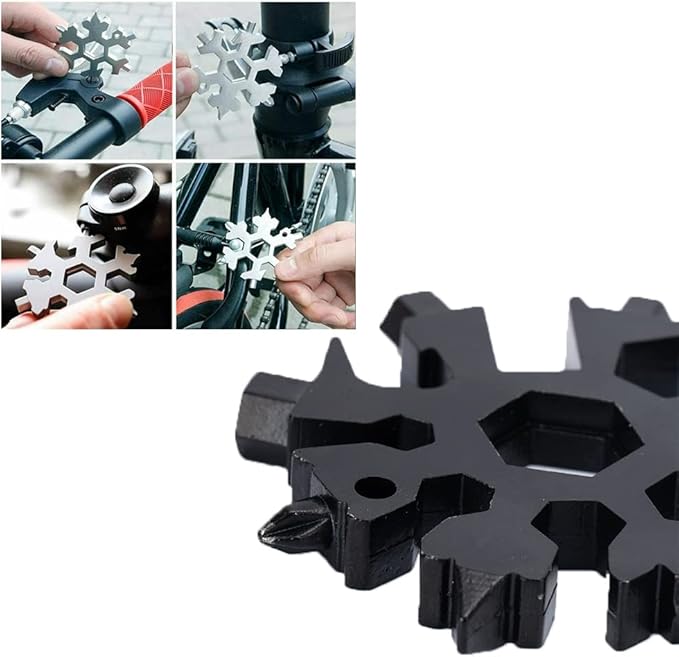 Portable 18 In 1 mini snowflakes multi pocket tool, Stainless Steel Multifunctional Tool Card, Handheld Tool For Outdoor Camping, Men Dad Gifts