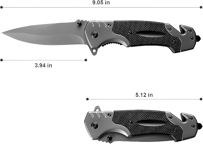 Pocket Knife For Men, 4-In-1 Small EDC Multitool Folding Knife with pocket Clip, Window Breaker, Camping Knife for Outdoor Survival Hiking Fishing Gifts for Men, Father, Grandpa.