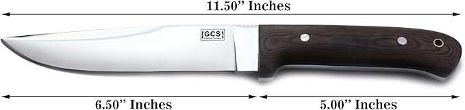 GCS Custom Handmade Brown Micarta Handle D2 Tool Steel Knives Buffalo Hide Sheath GCS 135