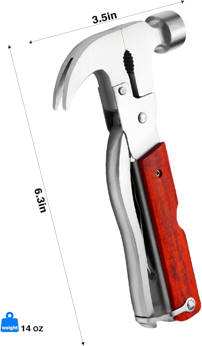Multi-Purpose Outdoor Tools, Camping Gear Multi-Tools, 16-in-1 Camping Accessories Multi-Tool Hammers, Easy to Carry Camping Tools Including Claw Hammers, Pliers, Bottle Openers, etc.