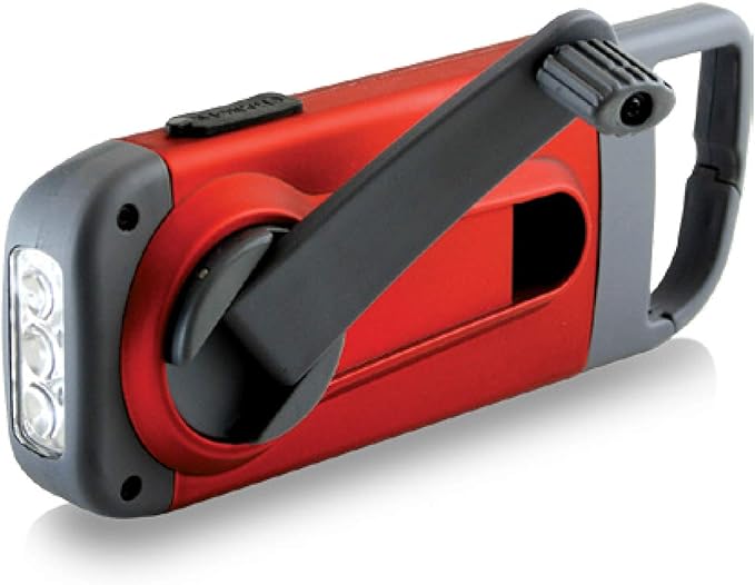 Eton - American Red Cross Clipray Crank-Powered, Clip-On Flashlight & Smartphone Charger,Cherry Red,Hand Crank, Hands Free Carabiner Clip, Pack of 2