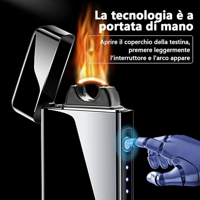 YOZWOO Electric Lighter Rechargeable USB Lighter Plasma Arc Lighter Cool Windproof Electric Flame Lighter with LED Battery Indicator for Candles, Incense, Fireworks(Ice Black)