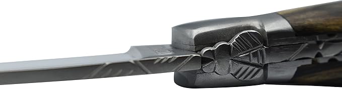 Laguiole en Aubrac Handmade Luxury Double Plated Folding Pocket Knife, 4.8-in (12cm), Royal Ebony Wood Handle, Hand Forged Bee, Stainless Steel Matte Bolsters