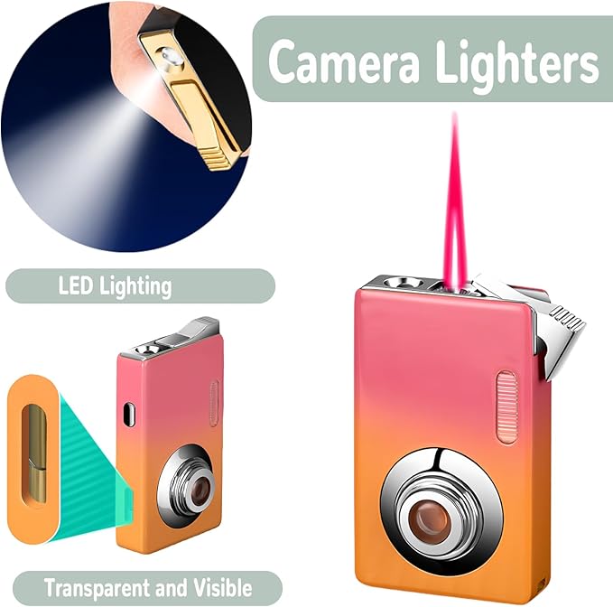 Cute Pretty Lighter Butane, Soft Flame Lighter Fashion Nice Lighter, Unique for Women Candles Gift Camping BBQ (No Butane Fule) (19#)