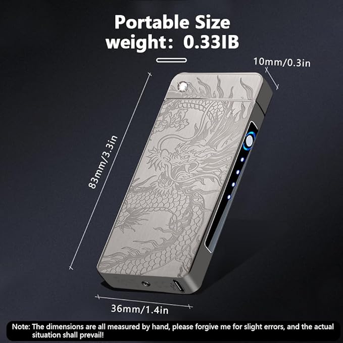 SKRFIRE Plasma Lighter Rechargeable USB Electric Candle Lighter Electronic Torch Arc Lighter Cool Dragon Lighter High Power Flame Lighter with LED Power Display for Camping, Hiking(Black Dragon)