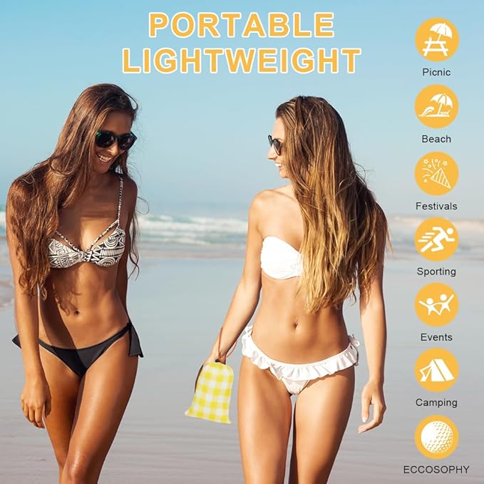 Ainiv Beach Blanket Beach Mat, Sandproof Waterproof Beach Mat, Picnic Blanket, Extra Large 55x79 in (3-5 People) Picnic Blanket with 1 Storage Bag & 4 Fixed Nails for Beach, Camping, Hiking, Picnic