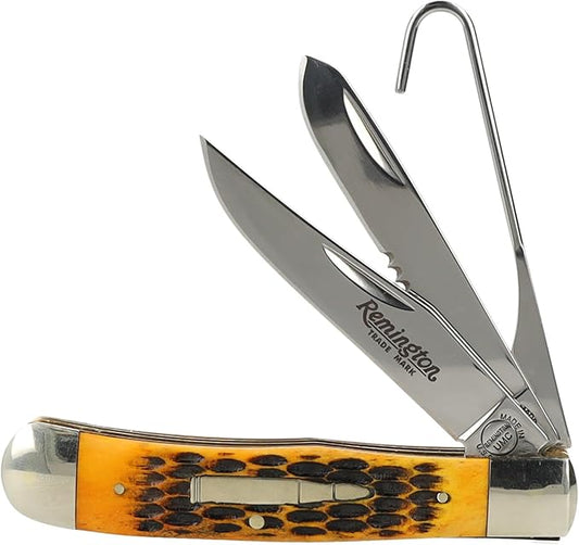 Remington Bullet The Waterfowler Folding Knife 3.5" Clip and Spey Point...