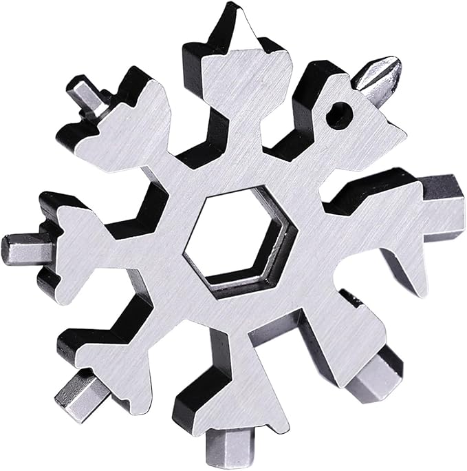 Gifts for Men, FODARSAI 18-in-1 Snowflake Multitool, Stocking Stuffers for Men, Cool Camping Tool Gadgets for Men, Unique Gifts for Dad, Husband, Boyfriend (Silver)
