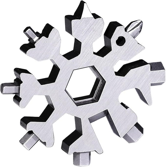 Gifts for Men, FODARSAI 18-in-1 Snowflake Multitool, Stocking Stuffers for Men, Cool Camping Tool Gadgets for Men, Unique Gifts for Dad, Husband, Boyfriend (Silver)