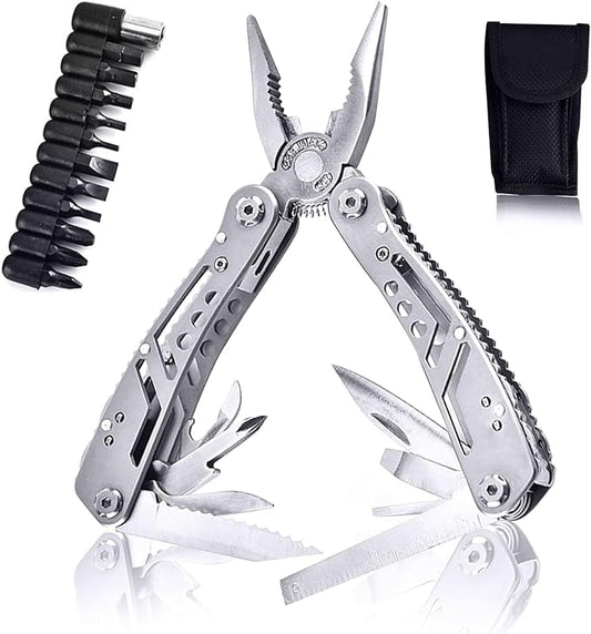 Multi Tool: Multitool Pliers - Pocket Knife Set, 24-in-1 Camping Tool with Screwdriver Bits Set, Can&Bollte Opener for Camping, Gifts for Men Father/Husband/Boyfriend
