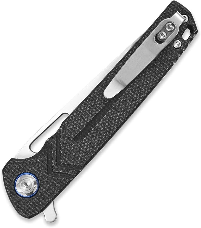 Sitivien ST140 Folding Knife Pocket Knife, D2 Blade Micarta Handle EDC Tool Knife for Outdoor Camping Hiking Hunting(Black) …