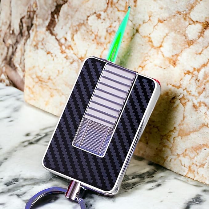 Keychain Lighter, Soft Flame Lighter, Creative Cool Design, Refillable Butane Torch Lighter, Windproof Lighter, Unique Men's Gift, Birthday Candle Camping (Butane Not Included) (Silver)