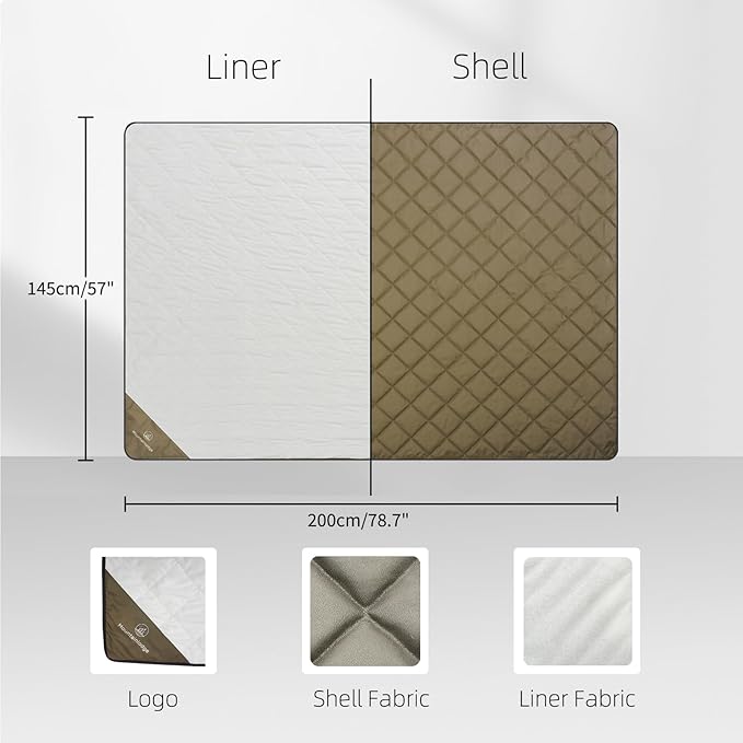 Outdoor Durable 210D Nylon Oxford Camping Blanket for Adult&Kids&Pets,Portable Packable Wterproof Blanket for Travel,Backpacking and Take Pets a Short Rest. (Swen-Through)