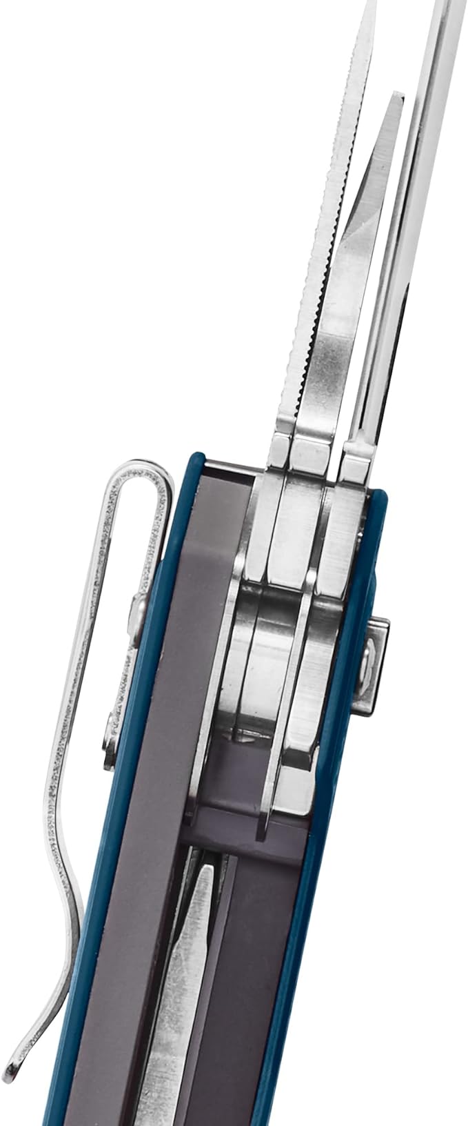 LEATHERMAN, FREE T4 Multitool and EDC Knife with Magnetic Locking and One Hand Accessible, Made in the USA, Stainless, Navy